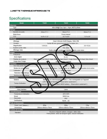 LUNETTE GUIDE SENSMART THERMIQUE IR TS450 Ø50