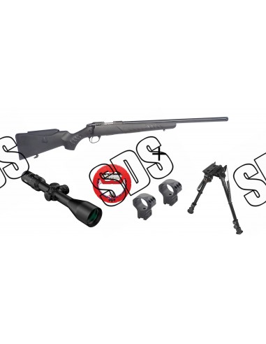 PACK SAKO Quad Heavy Barrel Cal.22LR + busc réglable KALIXTEKNIK + unette MEOPTA 3-15X50 RD SFP + Bipied + Bore-snake REAL AVID