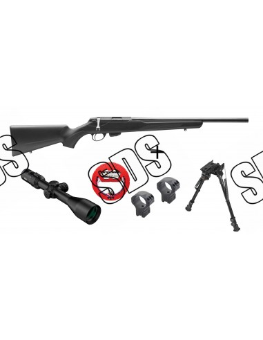 PACK TIKKA T1X Custom Silence Cal.22LR + Lunette MEOPTA 3-15X50 RD SFP + Bipied + Bore-snake REAL AVID