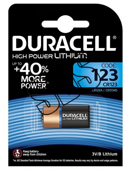 Pack de 3 piles CR 123 Lithium 3V Duracell Ultra