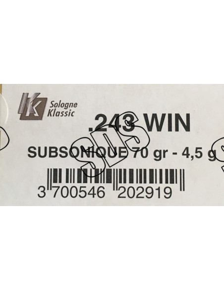 243 Win Cartouches Sologne subsoniques